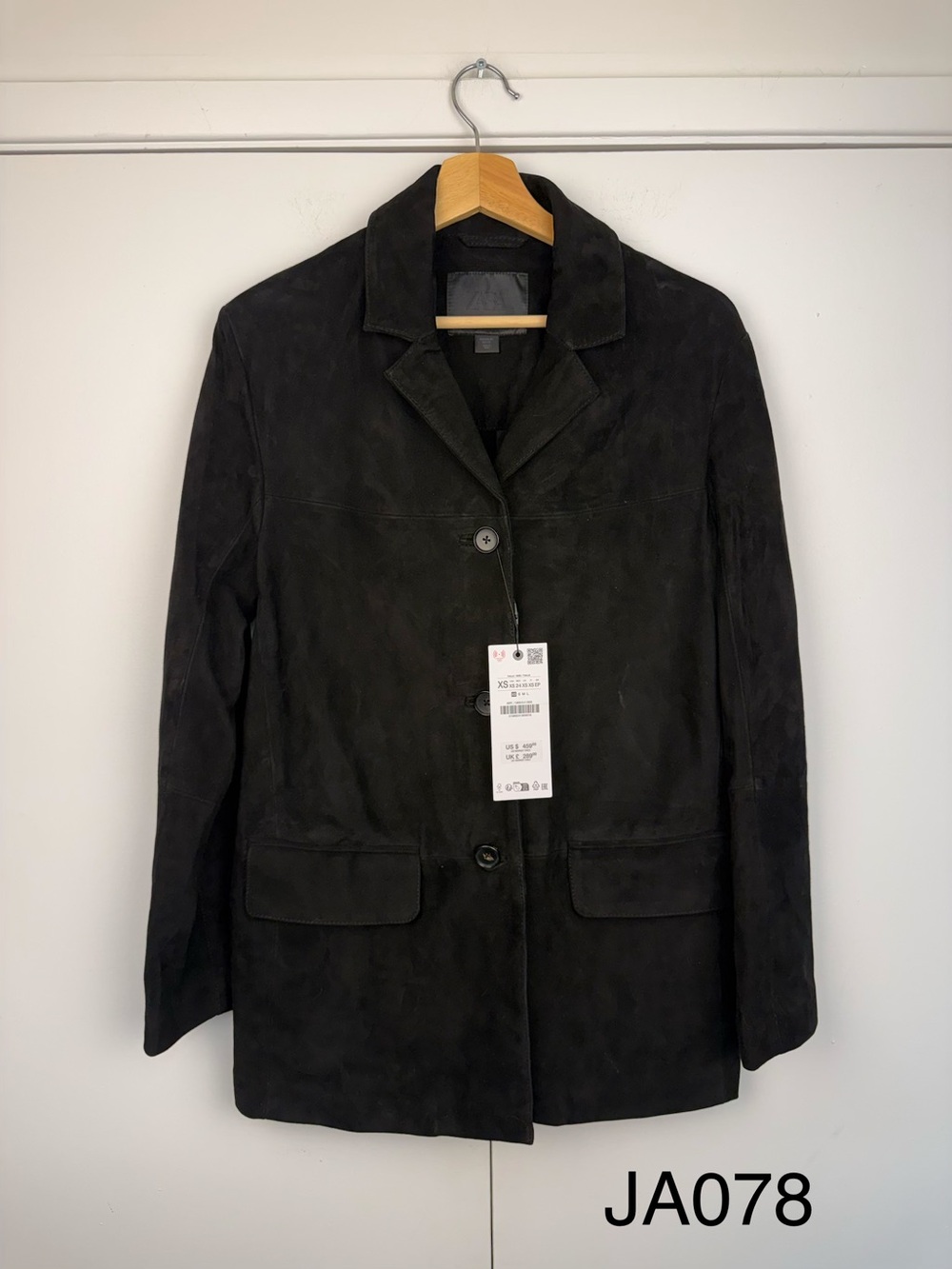 Zara ZW Collection Limited Edition 100% Suede Oversize Jacket Black XS NWT